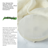 Disc Rotund din Selenit Natural 12cm - Placa Floarea Vietii pentru Purificare si Armonie Energetica