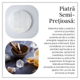 Disc Rotund din Selenit Natural 12cm - Placa Floarea Vietii pentru Purificare si Armonie Energetica