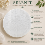 Placa din Selenit Natural cu Arborele Vietii si Fazele Lunii – Armonie si Conectare Spirituala