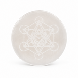 Placa din Selenit Natural cu Cubul lui Metatron – Purificare si Armonie Energetica