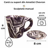 Cana din Ametist Chevron cu suport - Un ritual al rafinamentului spiritual