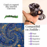 Cana din Ametist Chevron cu suport - Un ritual al rafinamentului spiritual