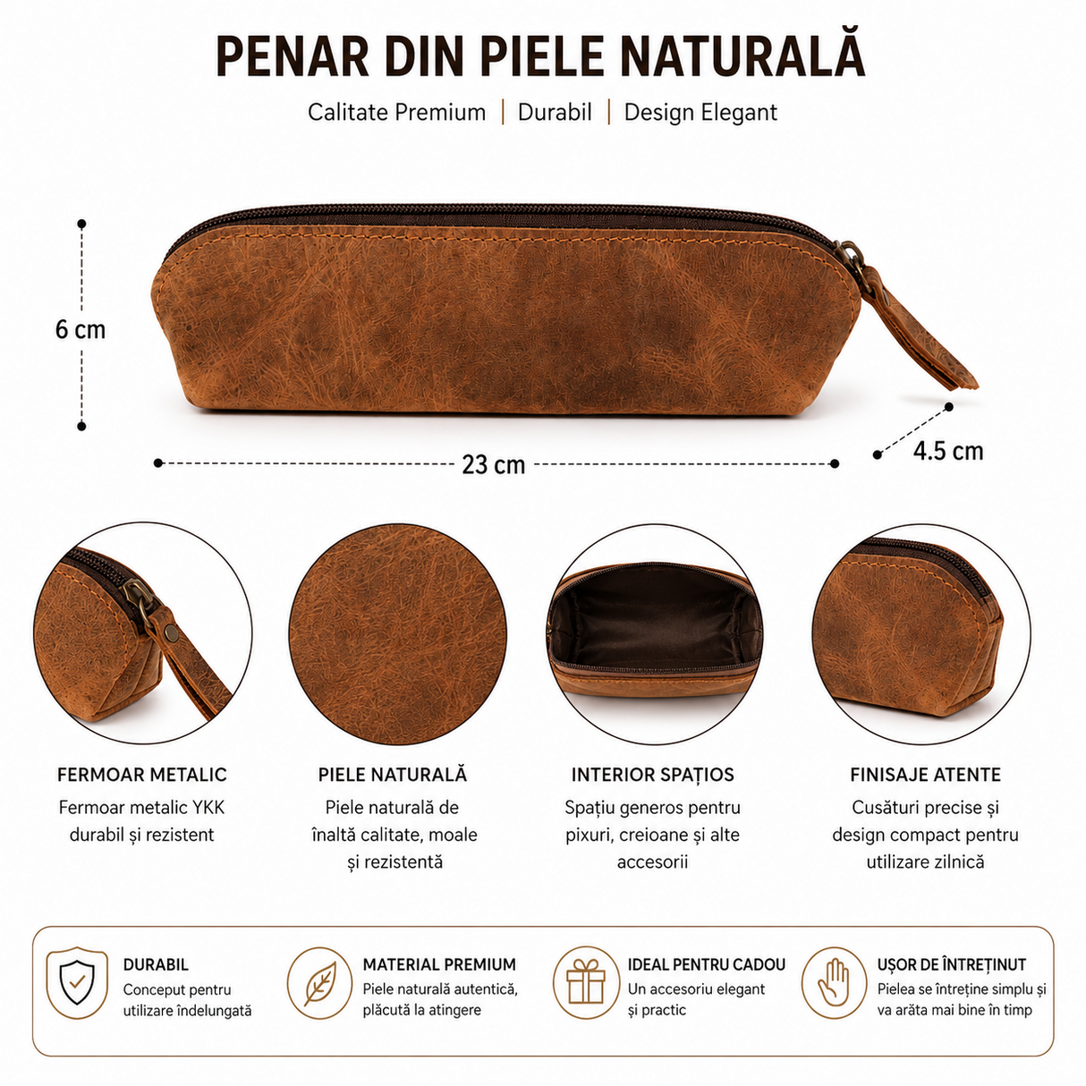 Penar din Piele Naturala Dreptunghiular – Organizare Eleganta si Durabilitate Zilnica