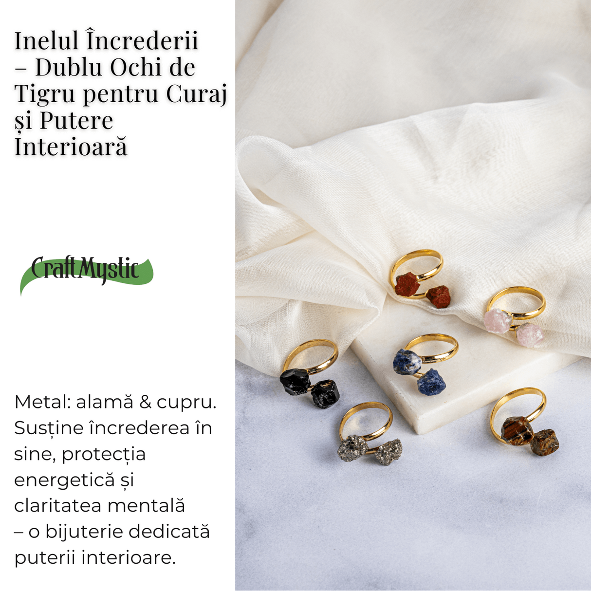 Inelul increderii - Dublu Ochi de tigru pentru curaj si putere interioara