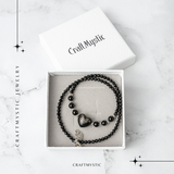 Protectie si Echilibru - Colier Inima din Obsidian de Gheata si Obsidian Natural