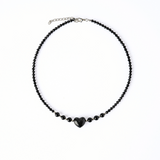 Protectie si Echilibru - Colier Inima din Obsidian de Gheata si Obsidian Natural
