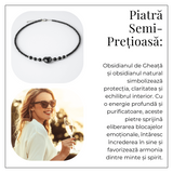 Protectie si Echilibru - Colier Inima din Obsidian de Gheata si Obsidian Natural