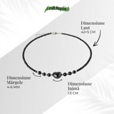 Protectie si Echilibru - Colier Inima din Obsidian de Gheata si Obsidian Natural