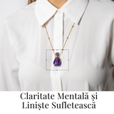 Claritate si Protectie - Colier Sticluta din Ametist Natural Fatetat, lant din Cupru Placat Auriu