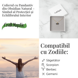 Protectie si Echilibru - Colier din Obsidian Natural pe Lant de Cupru