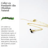 Protectie si Echilibru - Colier din Obsidian Natural pe Lant de Cupru