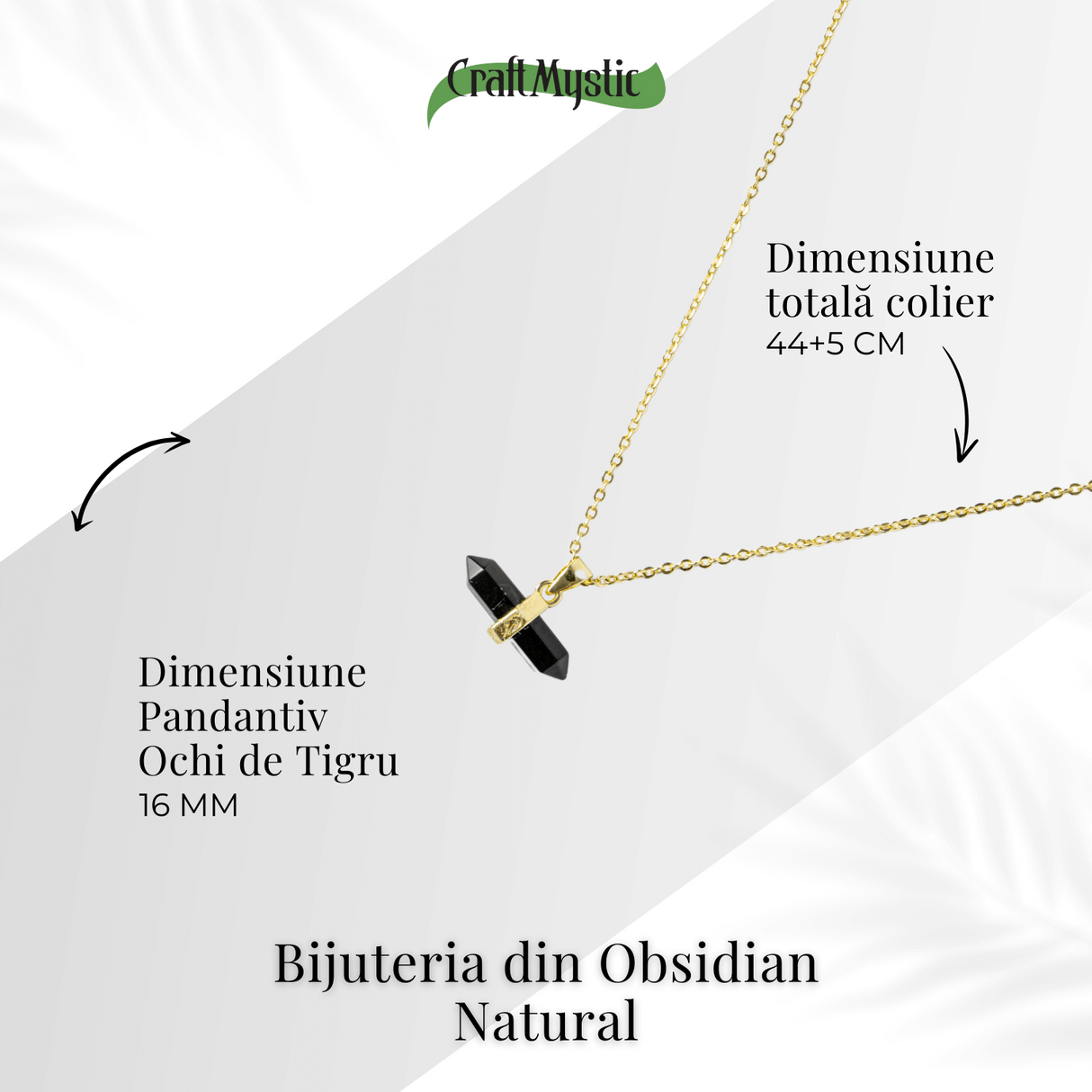 Protectie si Echilibru - Colier din Obsidian Natural pe Lant de Cupru