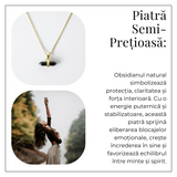 Protectie si Echilibru - Colier din Obsidian Natural pe Lant de Cupru