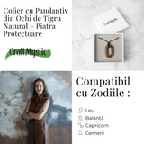 Colier cu Pandantiv Oval din Ochi de Tigru Natural - Putere si Protectie