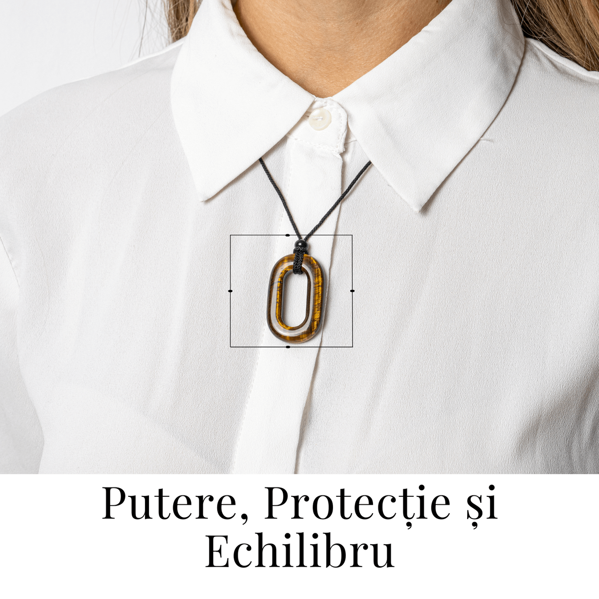 Colier cu Pandantiv Oval din Ochi de Tigru Natural - Putere si Protectie