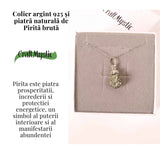 Colier Argint 925 cu Piatra Naturala de Pirita Bruta - Protectie si Energie Abundenta