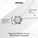 Puritate si Liniste - Colier Fulgi de Nea din Otel Inoxidabil cu Calcedonie Alba Naturala