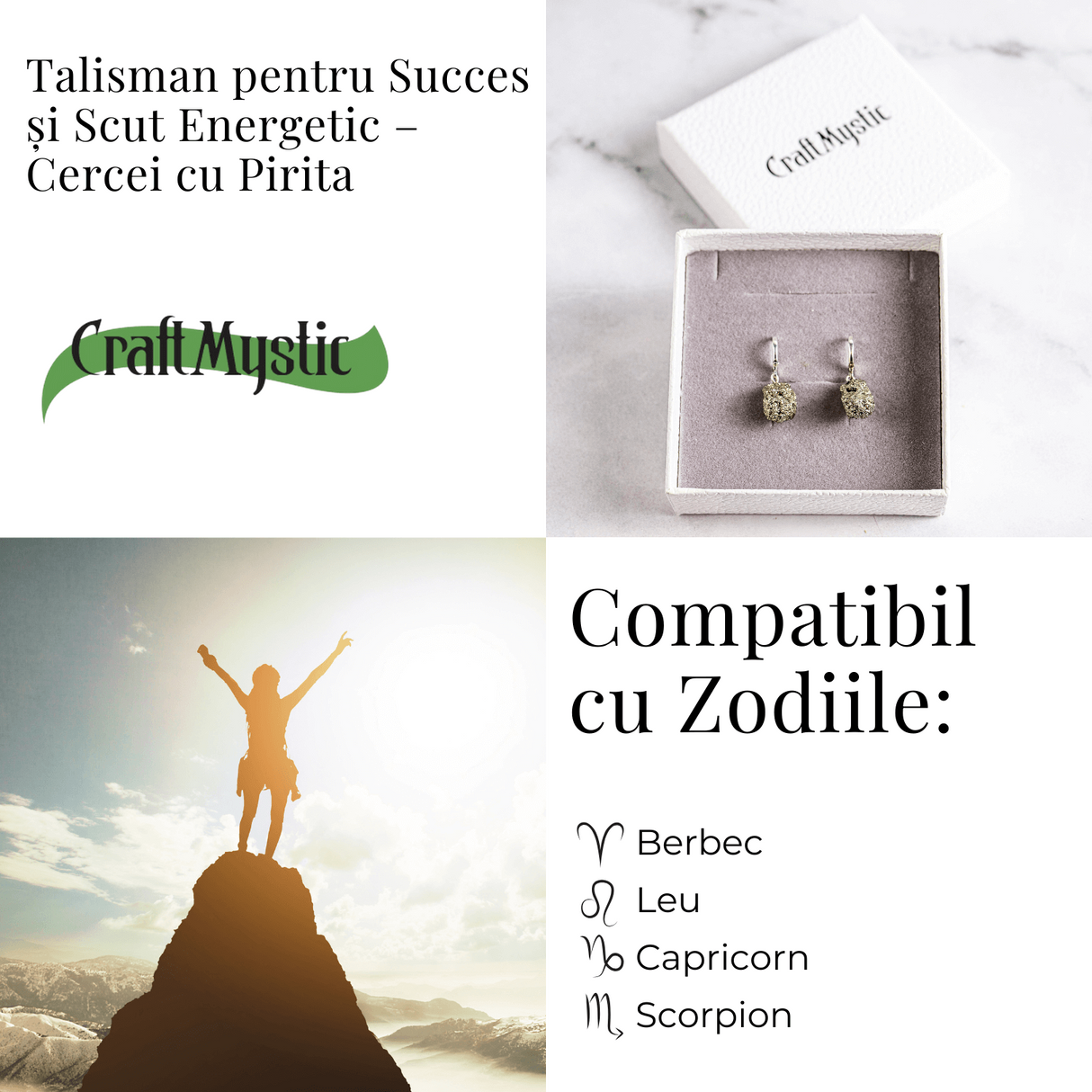Talisman pentru succes si scut energetic - Cercei argintii cu Pirita