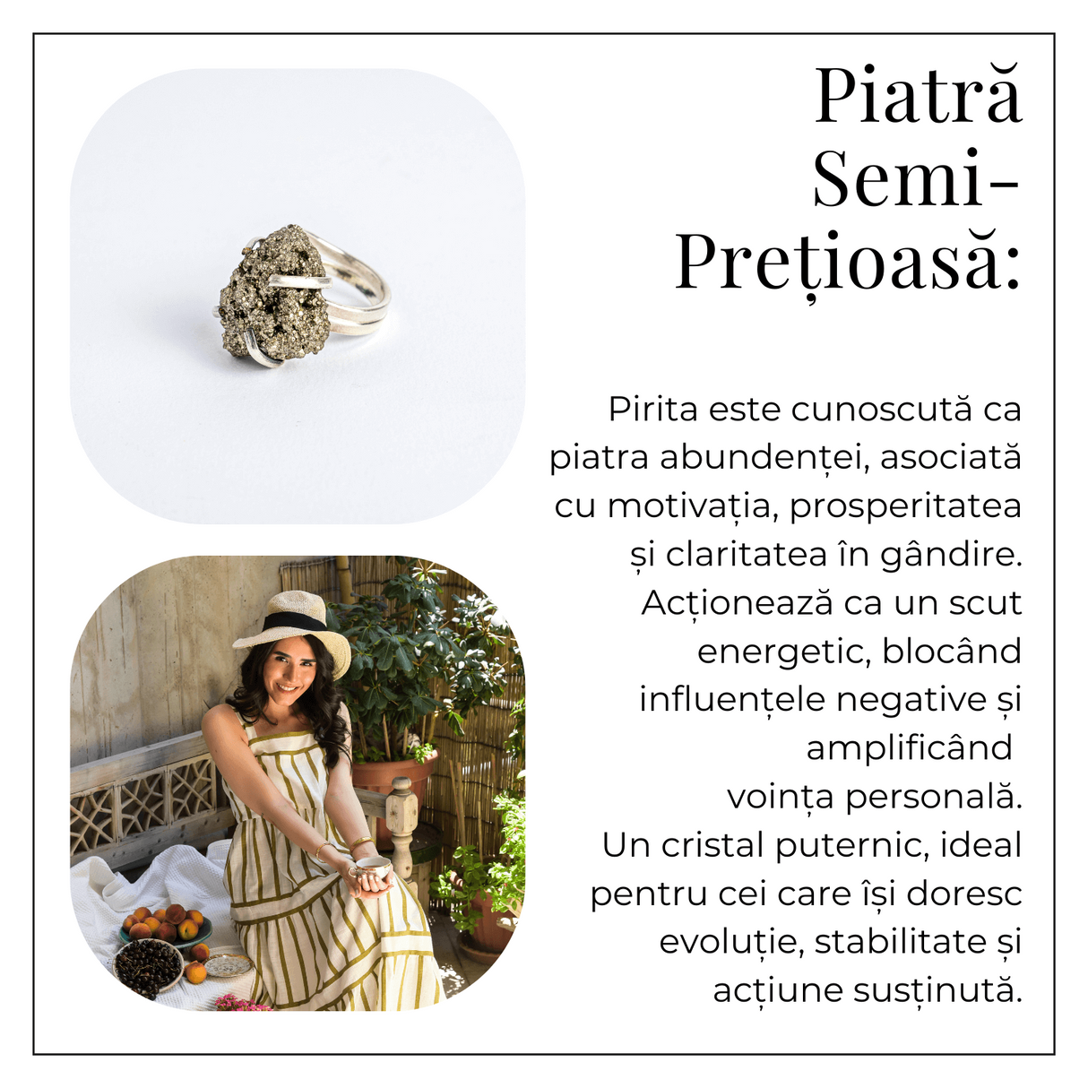 Inel ajustabil pentru abundenta - Pirita naturala pentru succes si protectie energetica