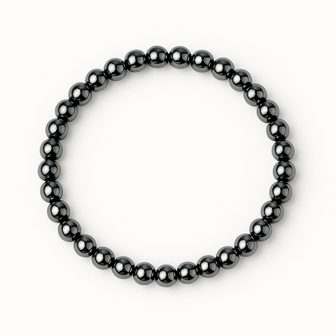 Putere si claritate - Bratara elastica cu pietre de hematit 6 mm