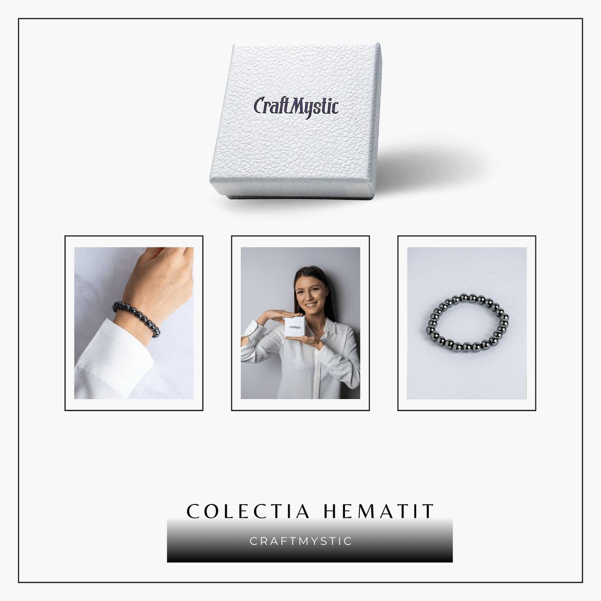 Bratara cu Hematit 8 mm Impamantare si Focus - Unisex, minimalista, puternica