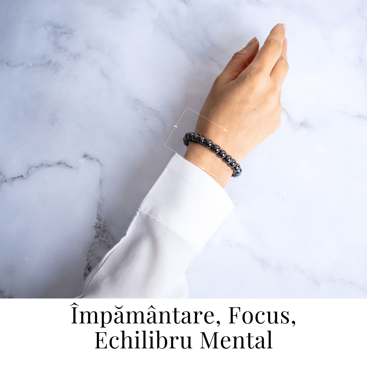 Bratara cu Hematit 8 mm Impamantare si Focus - Unisex, minimalista, puternica