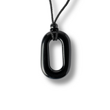 Colier cu Pandantiv Oval din Obsidian Natural - Piatra Protectoare