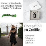 Colier cu Pandantiv Oval din Obsidian Natural - Piatra Protectoare
