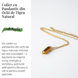 Protectie si Energie - Colier din Ochi de Tigru Natural cu Lant din Otel Inoxidabil