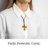Putere si Protectie - Colier Cruce din Ochi de Tigru Natural