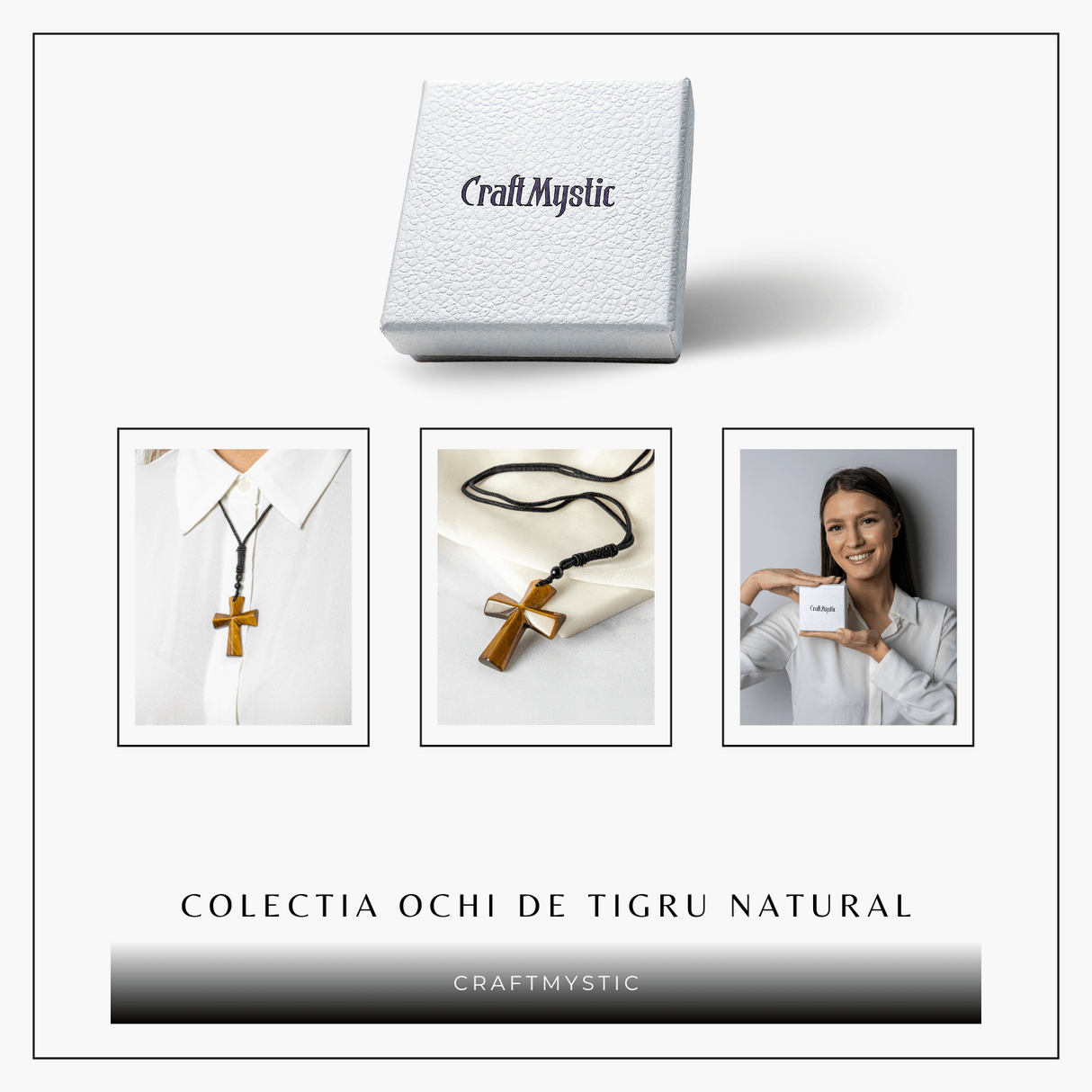 Putere si Protectie - Colier Cruce din Ochi de Tigru Natural