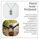 Noroc si Vitalitate - Colier Pisica din Otel Inoxidabil cu Aventurin Verde