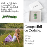 Noroc si Vitalitate - Colier Pisica din Otel Inoxidabil cu Aventurin Verde
