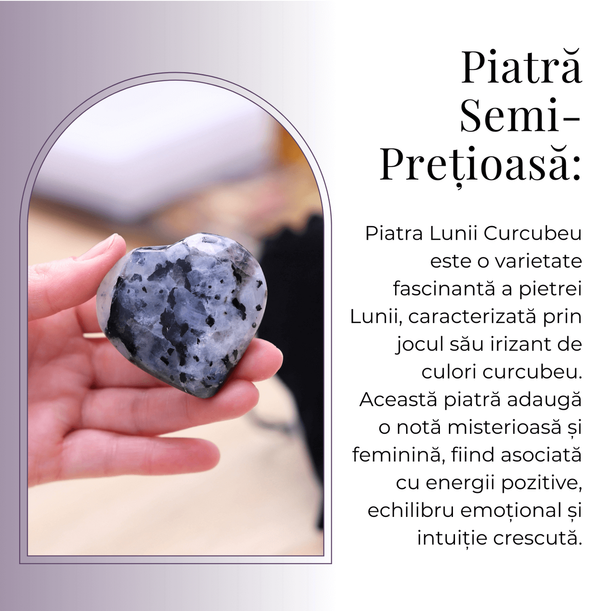Inima Sculptata Manual de 50mm din Piatra Lunii Curcubeu Naturala