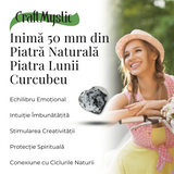 Inima Sculptata Manual de 50mm din Piatra Lunii Curcubeu Naturala