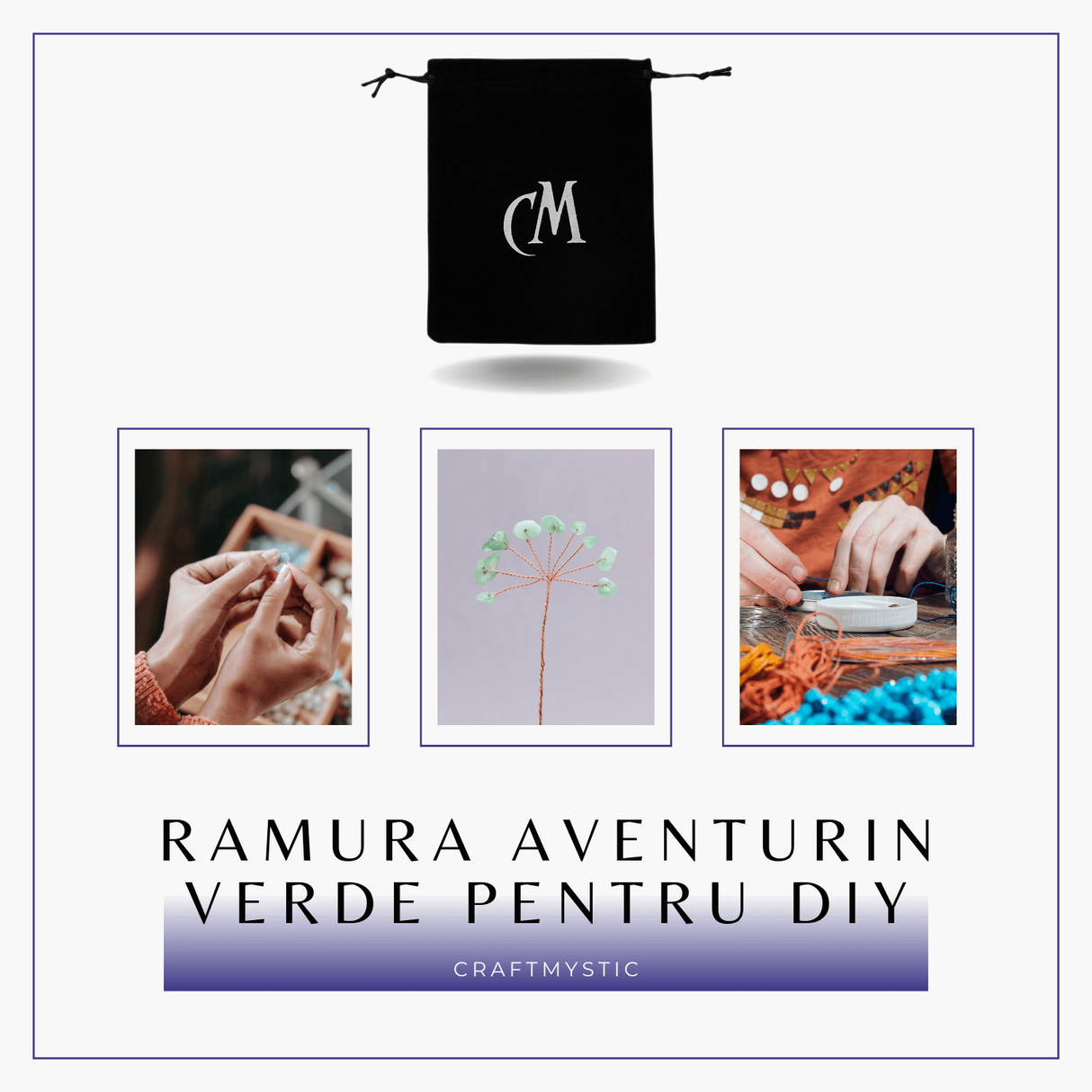 Ramurica Creativa DIY cu Pietre Naturale de Aventurin Verde (9 Pietricele)