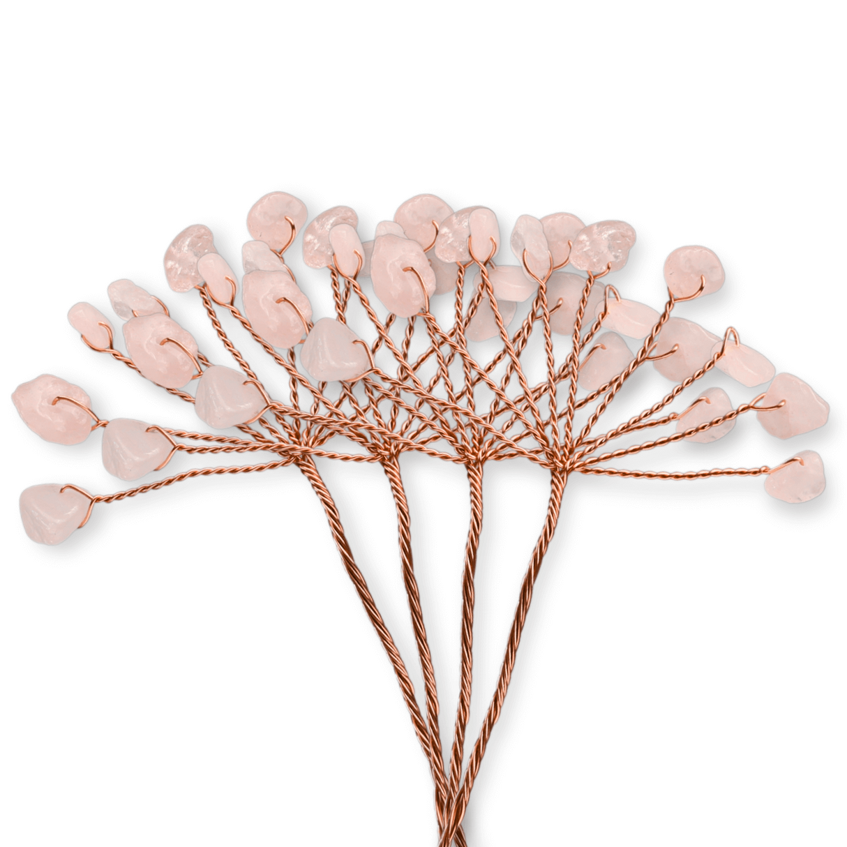 Ramurica Decorativa DIY cu Pietre Naturale Cuart Roz (9 Pietricele)