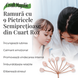 Ramurica Decorativa DIY cu Pietre Naturale Cuart Roz (9 Pietricele)