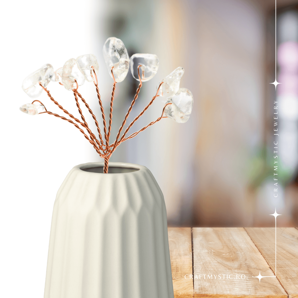 Ramurica DIY din Pietre Naturale Cuart Transparent (9 Pietricele)