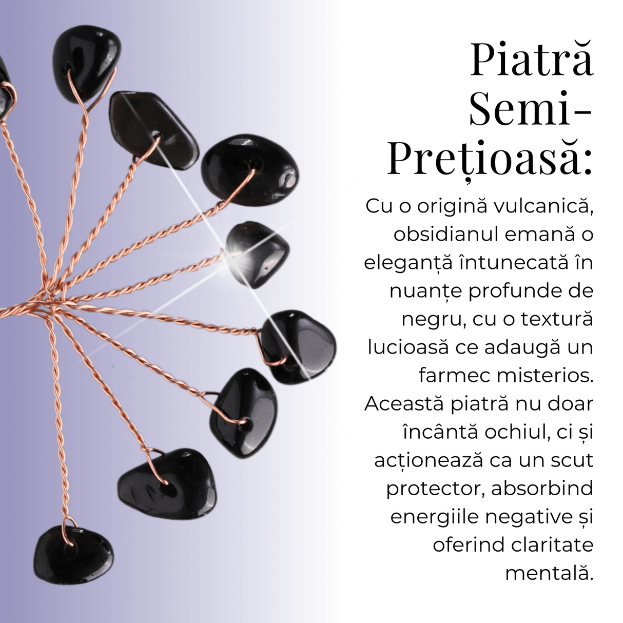 Ramurica DIY cu Pietre Naturale de Obsidian (9 Pietricele)