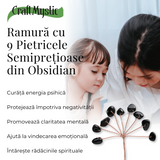 Ramurica DIY cu Pietre Naturale de Obsidian (9 Pietricele)