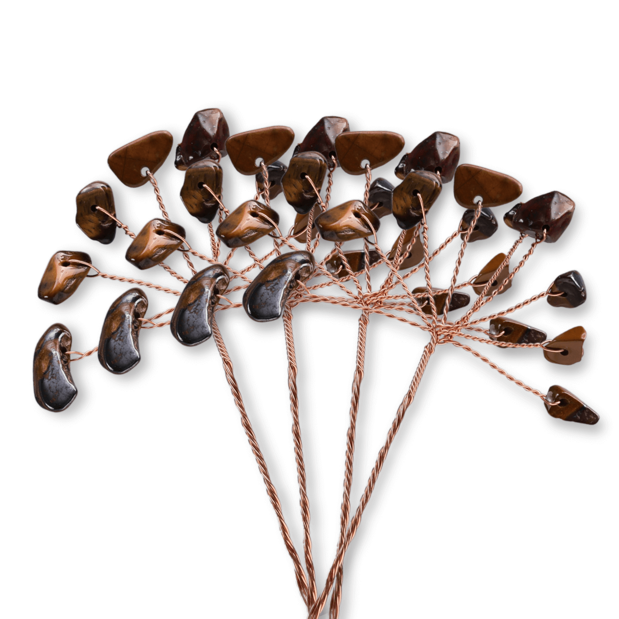 Ramurica Decorativa DIY cu Pietre Naturale Ochi de Tigru (9 Pietricele)