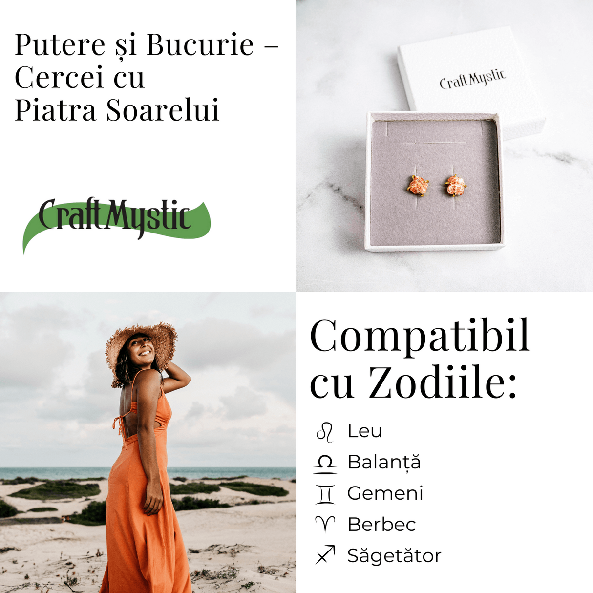 Putere si Bucurie - Cercei cu Reflexe Aurii si Inchidere cu Tija