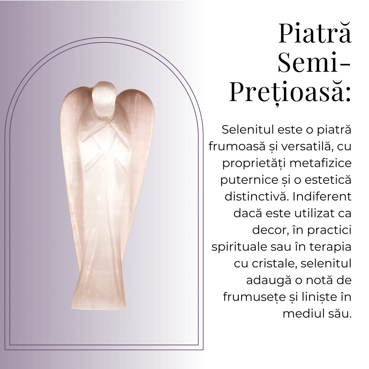 Inger de 80mm Sculptat Manual din Piatra Naturala de Selenit