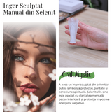 Inger de 80mm Sculptat Manual din Piatra Naturala de Selenit