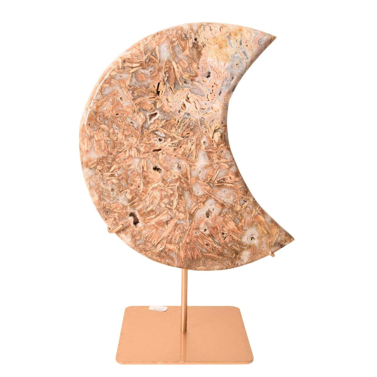 Semiluna decorativa din Agat natural cu incluziuni fibroase - sculptata manual in Brazilia