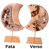 Semiluna decorativa din Pink Amethyst natural - piesa unicat sculptata manual, Brazilia