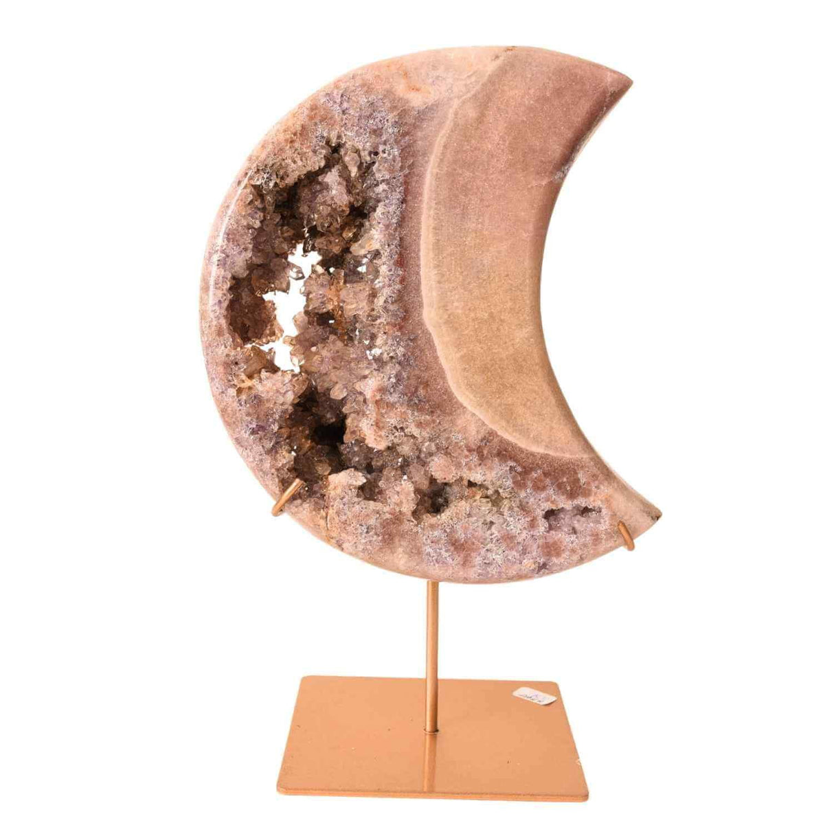 Semiluna decorativa din Pink Amethyst natural - piesa unicat sculptata manual, Brazilia