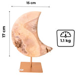 Semiluna decorativa din Agat crem-roz natural - sculptata manual in Brazilia 1.1 kg