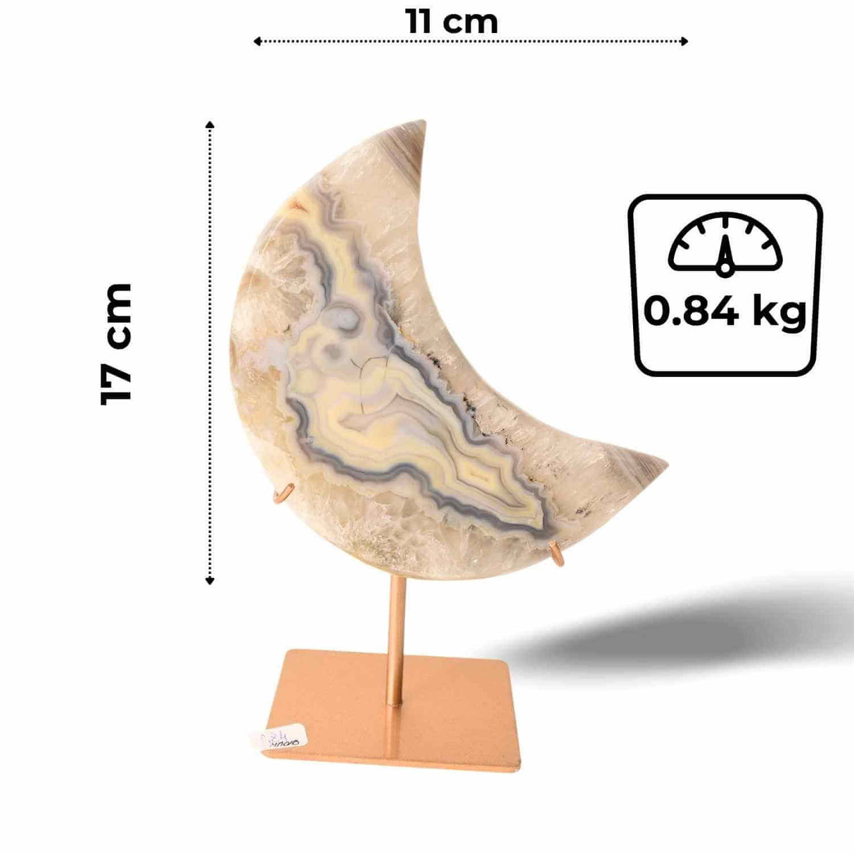 Semiluna decorativa din Agat bandat natural - sculptata manual, Brazilia | Piesa unicat